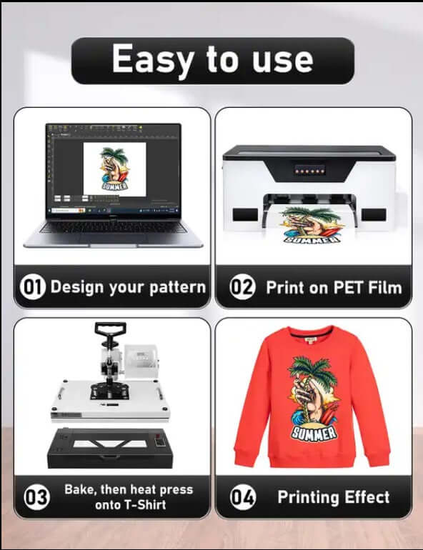 "Step-by-step guide for using XP600 Desktop DTF Printer for T-shirt designs"